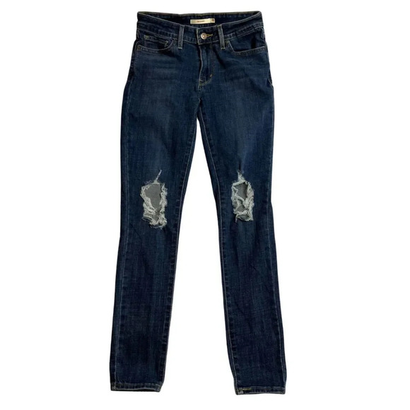 Levis Denim - Levis 711 Skinny Destructed Knee Jeans Womens‎ Size 26